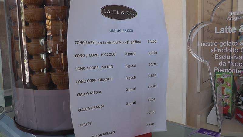 Стоимость мороженого в Италии