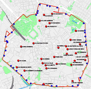 карта парковок в Центре Милана