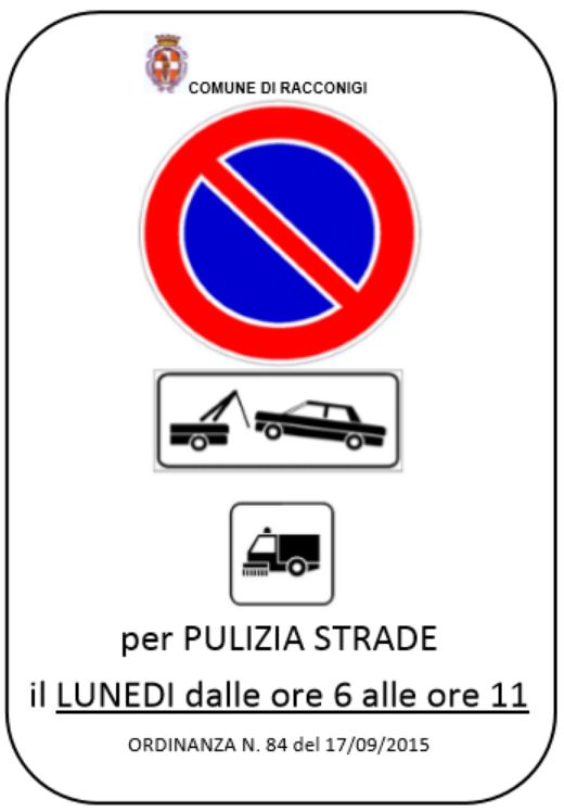 Знак эвакуации машины по определённым дням в Италии